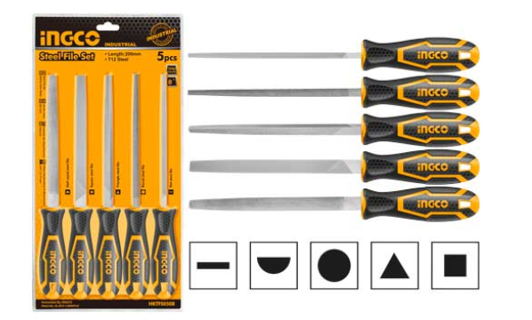 STEEL FILE SET 8IN 5PCS