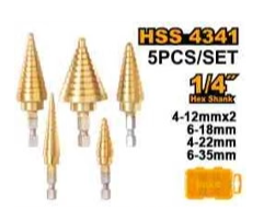 5PCS STEP DRILL BIT SET