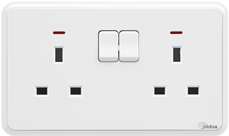 2 Sockets With Switch & Neon