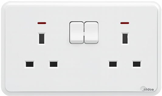 2 Sockets With Switch & Neon