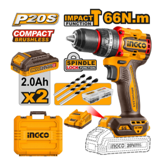 LI ION 47PCS COMPACT B/LESS DRILL 20V (55Nm)